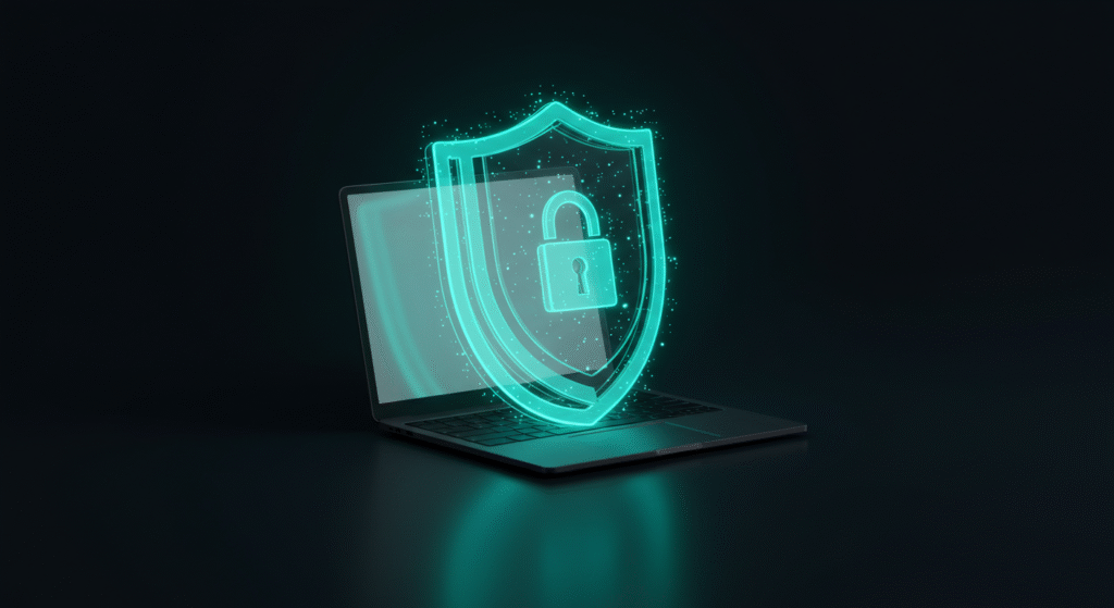 Image_fx (15) Escudo digital protegendo notebook