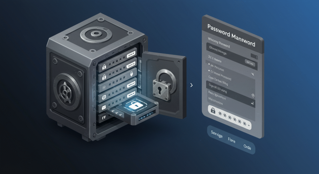 Image_fx (16) Senhas fechadas em um cofre digital